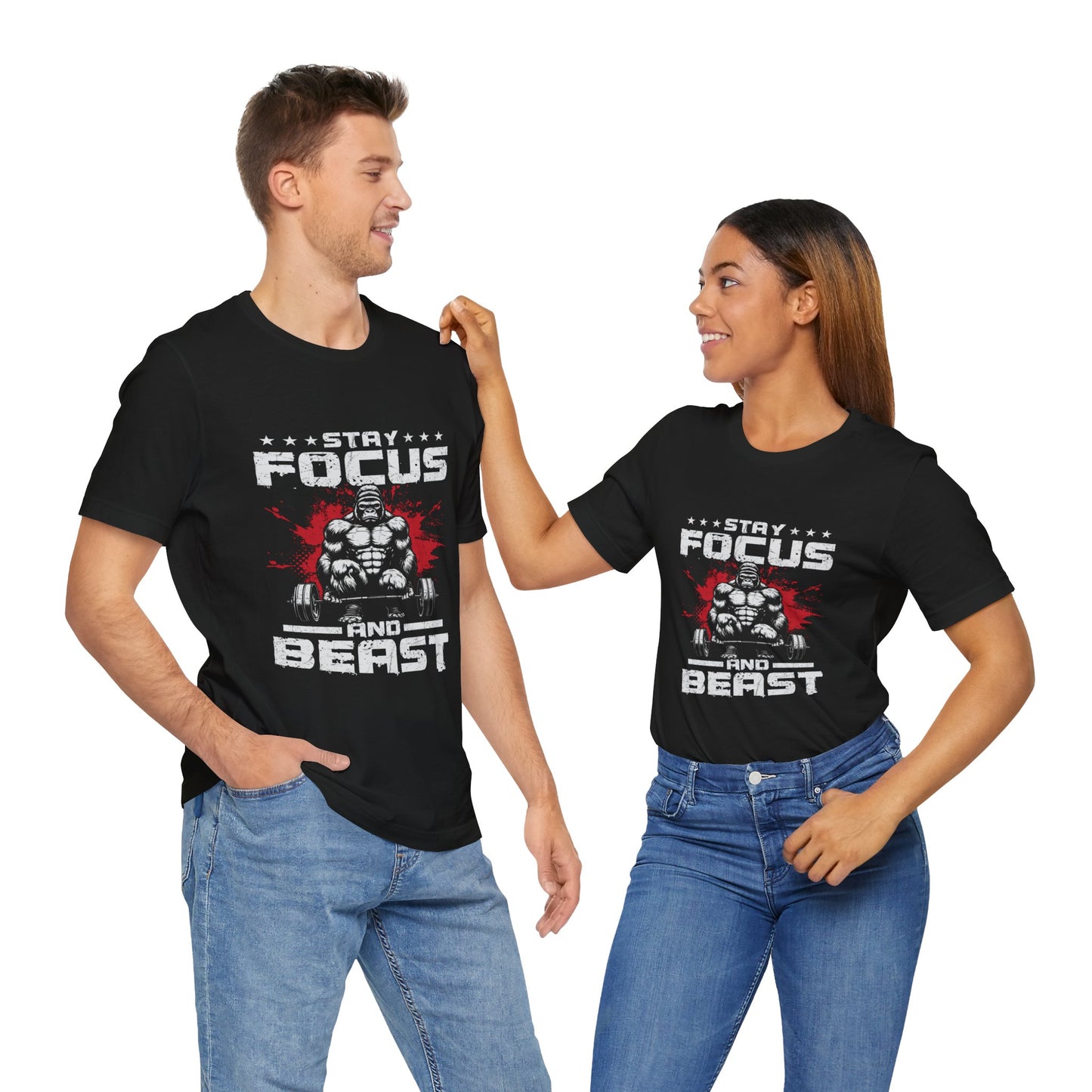 Motivational Unisex Tee - Stay Focus and Beast Design