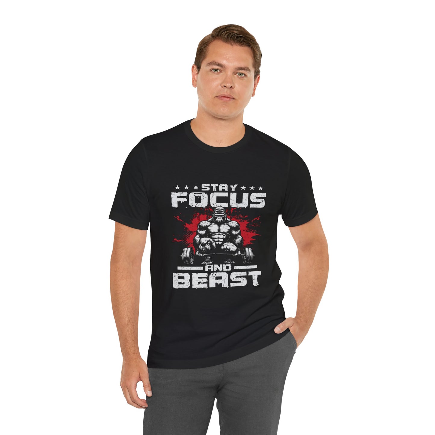 Motivational Unisex Tee - Stay Focus and Beast Design