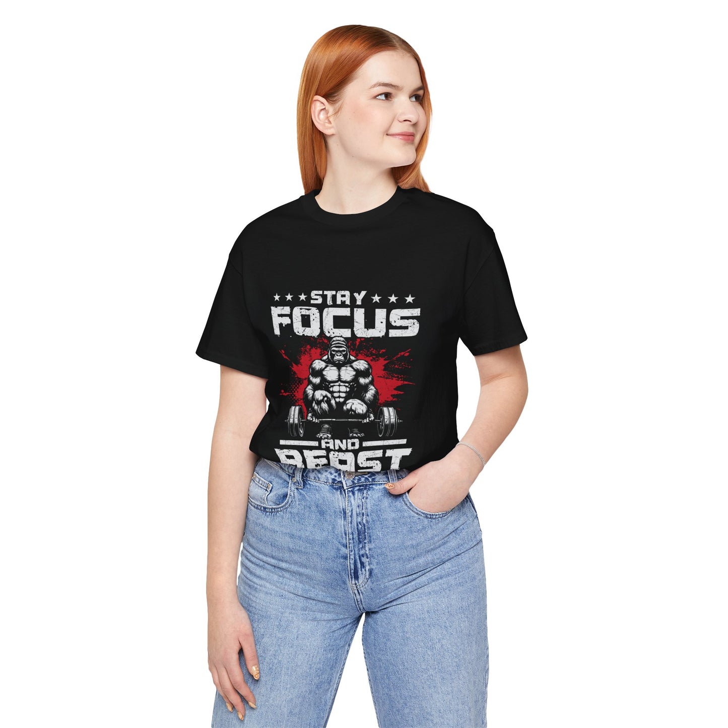 Motivational Unisex Tee - Stay Focus and Beast Design