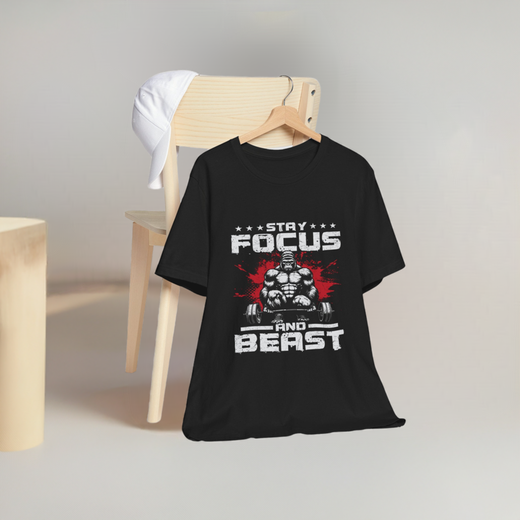 Motivational Unisex Tee - Stay Focus and Beast Design