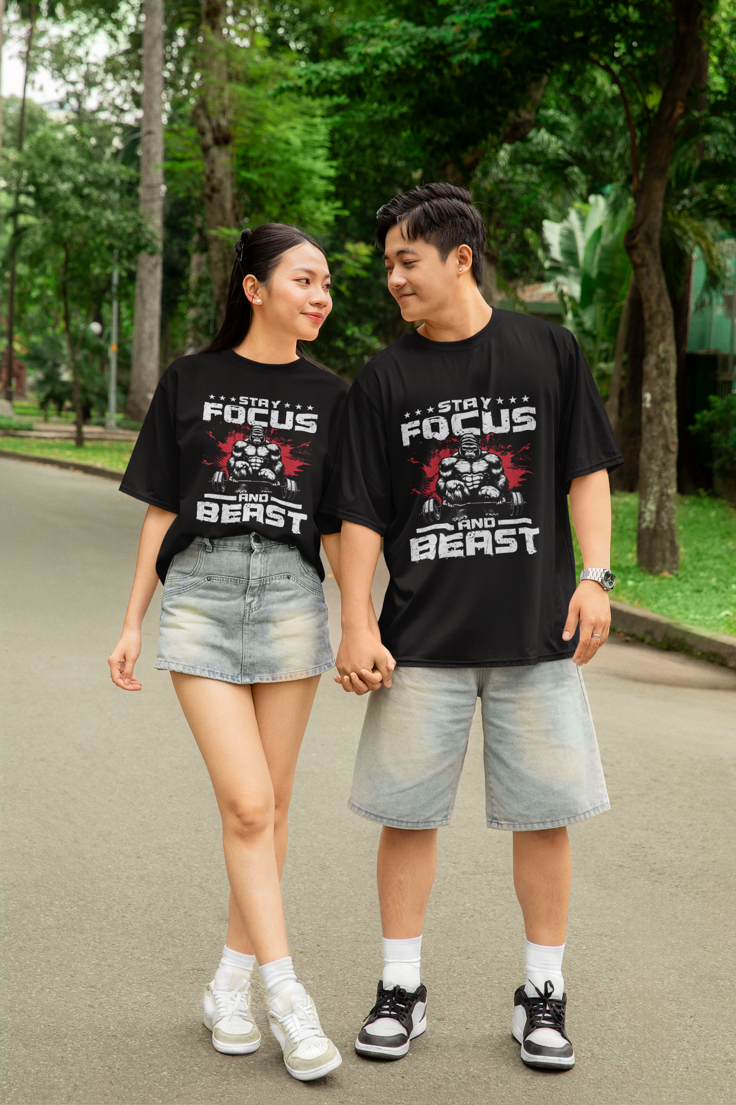 Motivational Unisex Tee - Stay Focus and Beast Design